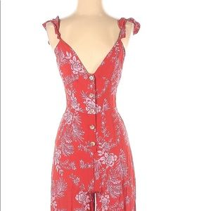 Free People red floral jumpsuit
